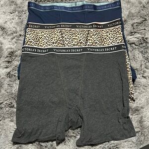 3 x Victoria's Secret Boy Briefs Slip Boxer Briefs - Navy, Leopard, and Gray XXL